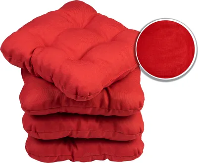Produktbild von Sunnypillow 4er Set Stuhlkissen 40x40 cm Bequeme 8cm Polsterauflage Auflage für Stühle / Bänke in Haus und Garten Sitzkissen Sitzauflage Gartenkissen viele Farben zur Auswahl Rot