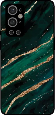 Produktbild von Smartphonica Handyhülle passend für OnePlus 9 Pro mit Marmor  aufdruck - TPU Rückseite Fall Marmor Design - Grün Gold