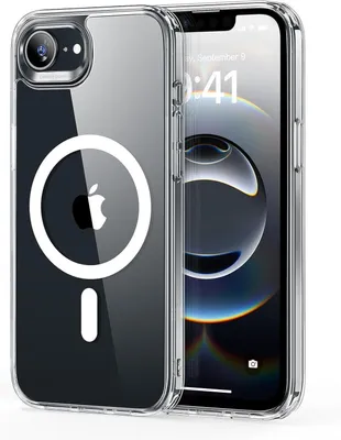 Productafbeelding van Beschermhoes voor iPhone 16e, compatibel met MagSafe, militaire bescherming, schokbestendig, krasbestendig, transparant