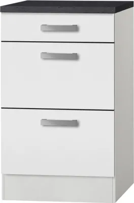 Produktbild von Küchen Schubladenunterschrank mit Arbeitsplatte Oslo U536-9 in weiß 50 cm breit