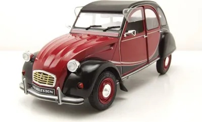 Produktbild von Solido 421185310 Citroen 2CV 6 Charleston Ente 1982 rot schwarz 1:18