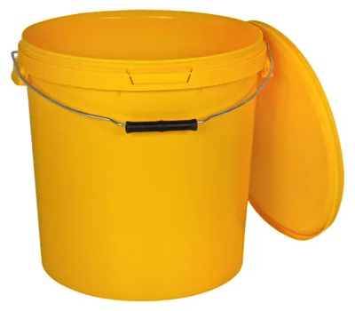 Image de BenBow Seau avec couvercle 30L x1 Jaune - qualité alimentaire, stable, hermétique, anti-fuite, inodore - seau en plastique avec anse - vide