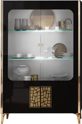 Produktbild von Vitrine Stella 2-Türig in Schwarz/Gold