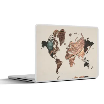 Produktbild von MuchoWow® Laptop Aufkleber Sticker Cover Weltkarte - Holz - Braun 36.5x27.5 cm - Laptop-Sticker