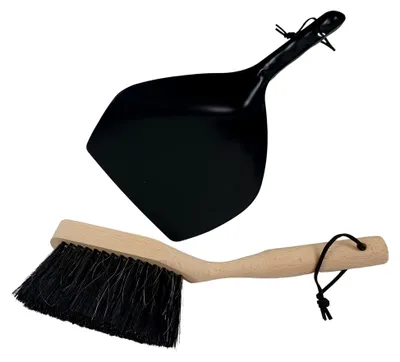 Produktbild von Metall Kehrblech Kehrschaufel mit Handbesen Handfeger aus Buchenholz