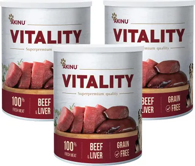 Obrázek produktu pro Akinu VITALITY Hovězí & játra mleté konzerva pro psy 3 x 800 g
