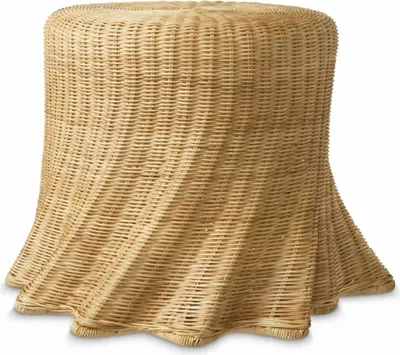 Runder Luxus Rattan Beistelltisch Naturfarben