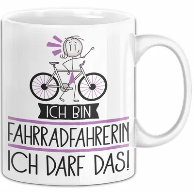 Produktbild von Geschenk für Fahrradfahrerin Tasse Lustige Geschenkidee Geburtstag Ich Bin Fahrradfahrerin Ich Darf Das (Weiß)