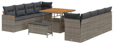 Immagine prodotto di Set divano da giardino vidaXL, 11 pezzi, grigio, in polyrattan