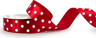 Satinband mit Punkten 25mm x 25m Rolle Rot