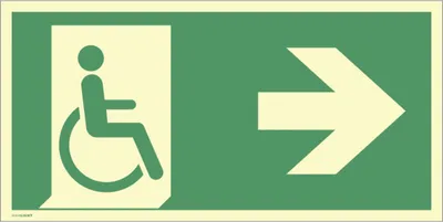 Produktbild von Dreifke® Schild Notausgang f. gehbeeintr. Pers. Pfeil rechts,Kunststoff,nachl...