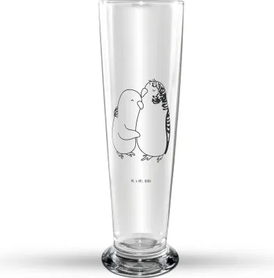 Produktbild von Mr. & Mrs. Panda Weizenglas Wellensittich Liebe - Transparent - Geschenk, Hocheitstag, Umarmen, Verknallt, Bierglas, Weizenbier Glas, Mr Mrs, Nähe, Vögel, Weißbierglas