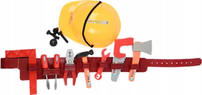 Produktbild von Kinder Werkzeuggürtel Set mit Helm & Werkzeug - Handwerker Spielzeug für kleine Baumeister