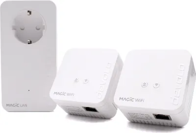 Produktbild von devolo Magic 1 - 1200 WiFi mini Multiroom Kit: Kompaktowy zestaw z 3 adapterami powerline, do sieci WLAN w różnych pomieszczeniach (1200 Mbps, 2x Fast Ethernet LAN, Mesh WLAN, G.hn)
