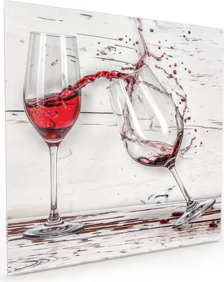 Produktbild von Küchenrückwand Spritzschutz Glas mit Motiv Rotweingläserfall 40 x 40 cm