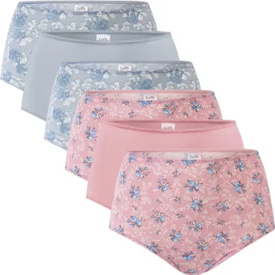 Produktbild von Celodoro Damen Taillenslip (6er Pack) Microfaser-Slip mit Blümchen-Muster - Tender Shoots XL (48-50)