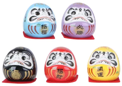 5er-Set japanische Glückskatzen aus Keramik, Tischdeko