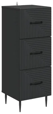 Produktbild von vidaXL Schubladenschrank Schwarz 33 x 34,5 x 89,5 cm Holzwerkstoff