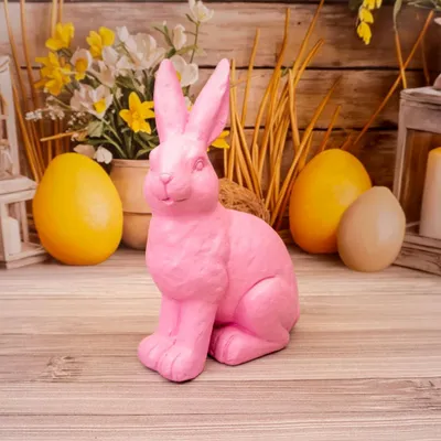 Zdjęcie produktu dla Figurka dekoracyjna zając duży rózowy 37 cm
