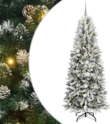 Image de Sapin de Noël artificiel avec 300 LED avec support Blanc 210 cm