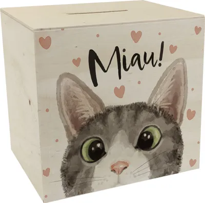Produktbild von Miau Katze Spardose aus Holz
