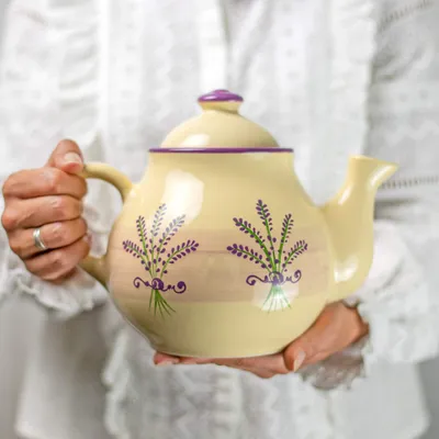 Keramik-Teekanne mit Lavendelmuster, 1,7 l, lila/creme