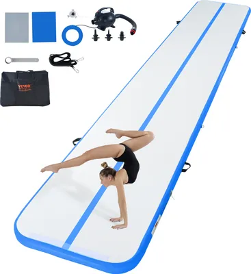 Produktbild von VEVOR Gymnastická nafukovací žíněnka Nafukovací gymnastická nafukovací žíněnka, balanční dráha s elektrickou pumpou, 598 x 101 x 10 cm Tréninkové žíněnky pro domácí použití/tělocvičnu/jógu/cheerleading Modrá