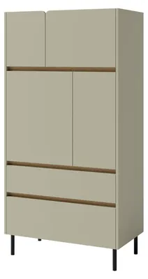Produktbild von Masseno Kommode MURO 80 cm Sideboard mit 2 Schubladen und 4 Türen für Wohnzimmer Schlafzimmer Modern 80x40x165 cm Hellgrün / Hellgrün