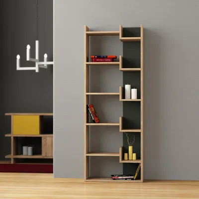 Produktbild von Modernes Bücherregal Houseland Oppa saphir eiche/schwarz