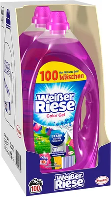 Produktbild von Weißer Riese Color Gel Flüssigwaschmittel 2x100 Waschladungen gegen Flecken