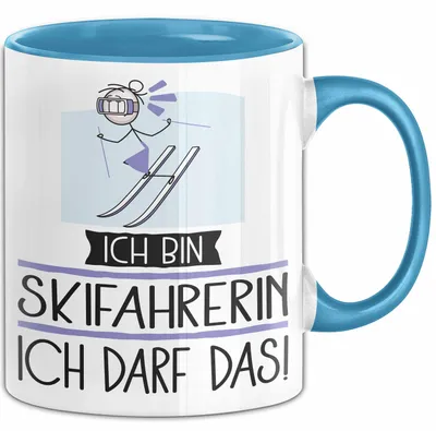 Produktbild von Geschenk für Skifahrerin Tasse Lustige Geschenkidee Geburtstag Ich Bin Skifahrerin Ich Darf Das (Blau)