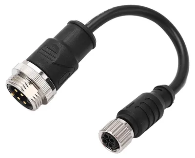 Image de Connecteur droit mâle 7/8" à 5 conducteurs vers femelle M12 à 4 conducteurs, 9 A, résistant aux UV, pour moteurs, transports ferroviaires, applications maritimes et radars