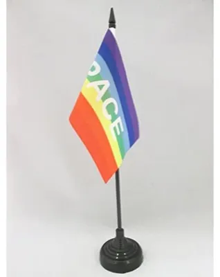 Produktbild von Regenbogen-Tischflagge Frieden 15 x 10 cm