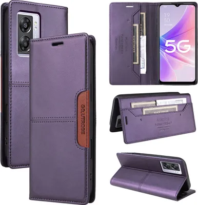 Immagine prodotto di Custodia per Oppo A57 5G/A77 5G, custodia in pelle flip wallet con slot per carte e supporto Purple