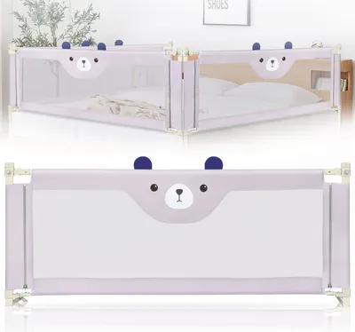 Produktbild von Bettgitter 200x100cm Bettschutzgitter Kinderbettgitter Babybettgitter Großer Rausfallschutz Bett für Kleinkinder (Bär)