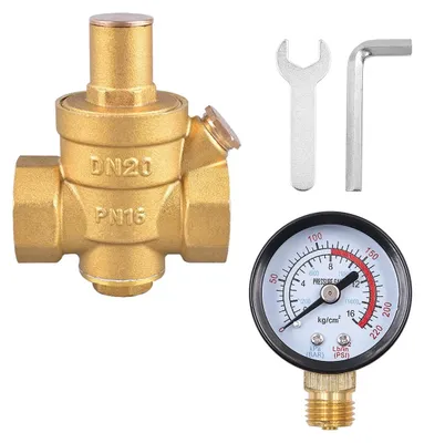 Wasser-Druckregler DN20 3/4 Zoll Messing mit Manometer