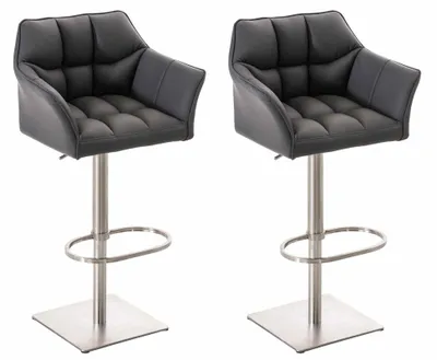 Produktbild von CLP 2er Set Barhocker Damaso Kunstleder drehbar und höhenverstellbar grau Gestell Farbe edelstahl