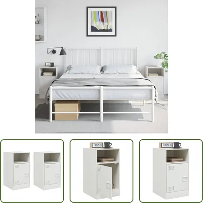 Produktbild von The Living Store Nachttische 2 Stk. Weiß 34,5x39x62 cm Stahl