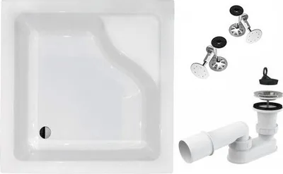 Immagine prodotto di Piatto doccia profondo BESCO Igor 80x80x24 + sifone