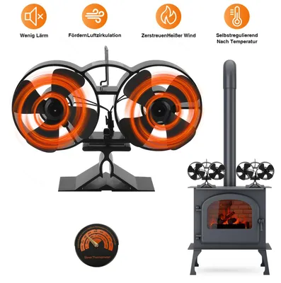 Produktbild von ISOISL Kaminofen Ofenventilator Holzofen Stromloser Kaminrohr Ventilator Flügel Lüfter