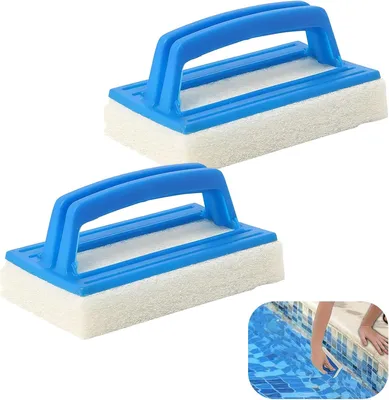 Produktbild von Set von 2 Pool-Schwämmen, Poolbürste mit Griff, Wasserlinie Schwamm, für Schwimmbad und Spa
