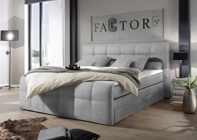 Produktbild von Funktionspolsterbett SACRAMENTO B1 Boxspringbett Doppelbett Polsterbett Schlafzimmer 180 x 200 cm grau SACB1