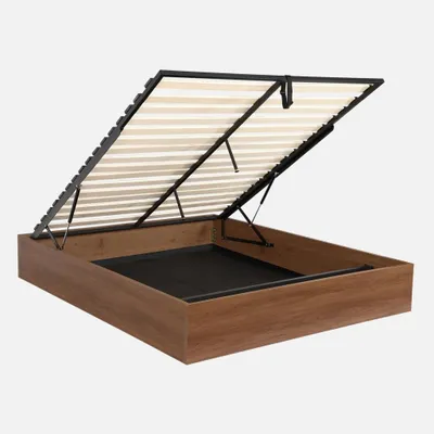 Produktbild von sweeek - Boxbett mit Lattenrost 160x200cm Holzdekor - Nussbaumfarben