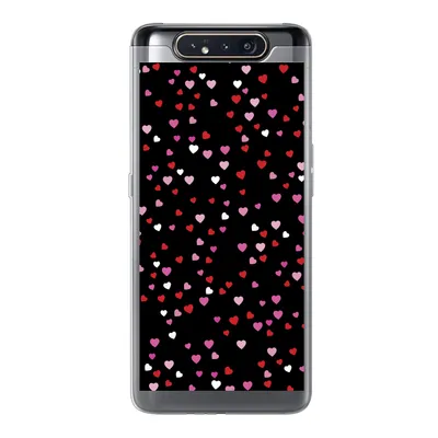 Produktbild von MuchoWow® Handyhülle Schutzhülle Hülle für Samsung Galaxy A80 Eine Illustration mit Herzen auf einem schwarzen Hintergrund Silikon Softcase Handy Hülle - Schutzdeckel