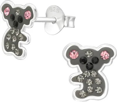 Produktbild von Kinder Ohrringe Ohrstecker 925 Sterling Silber Koala mit Kristallen