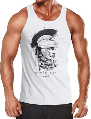 Produktbild von Herren Tank-Top Sparta Spartaner Kopf Helm Krieger Fashion Streetstyle Muskelshirt Muscle Shirt Neverless® weiß XL