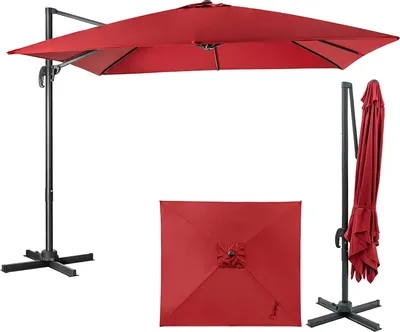 Immagine prodotto di KOMFOTTEU Ombrellone a semisfera, ombrellone da balcone rettangolare, ombrellone da giardino pieghevole e regolabile in altezza, ombrellone da spiaggia da 300 cm con base a croce, ombrellone da mercato robusto e di alta qualità