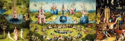 Obrázek produktu pro Hieronymus Bosch Art Print Obraz - Zahrada pozemských rozkoší, 1500 (30 x 91 cm)