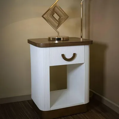 Immagine prodotto di Dmora Comodino Fagends 40x48x62h cm Bianco, un Cassetto Apertura Scorrevole