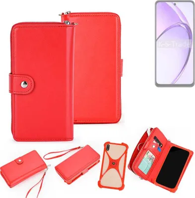 Produktbild von K-S-Trade 2in1 Schutzhülle Portemonnee Handyhülle mit Bumper kompatibel mit Oppo A3x PKD130 Hülle Case Etui Geldbörse Smartphone rot (1x)